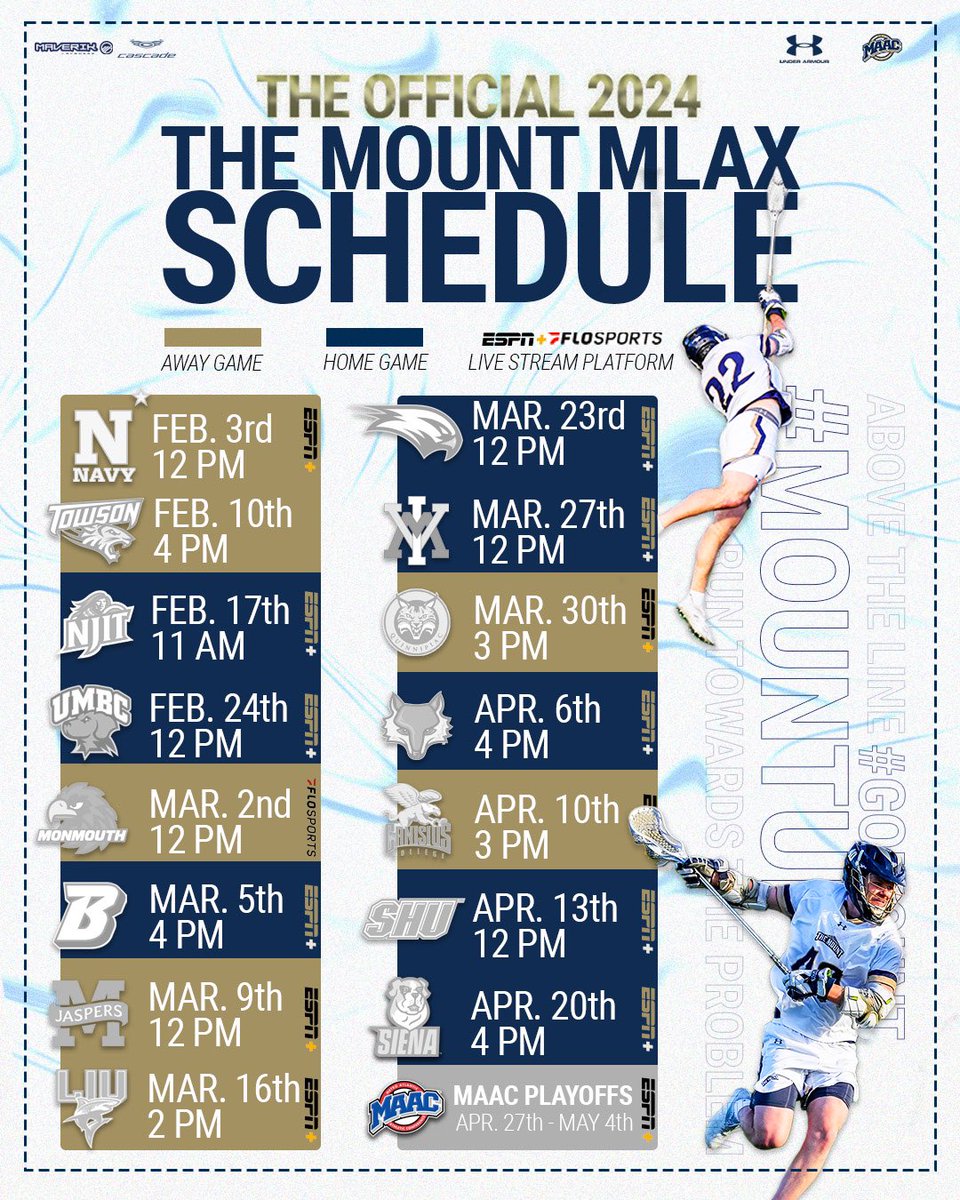 A reminder, and easier to reference, 2024 Schedule post. Only a few days until we kick things off down in Annapolis! 

#GoMount #MountUp