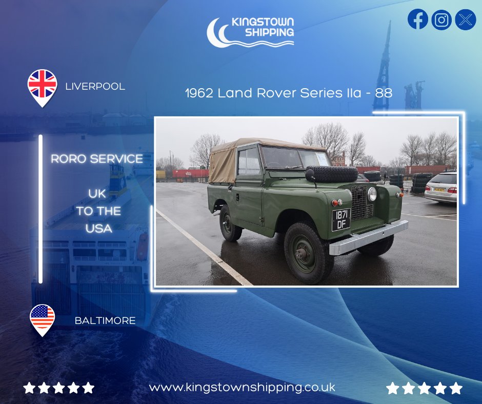 kingstownship's tweet photo. We have the pleasure of handling numerous Historical Land Rovers for Export from the UK to various destinations around the world.

This one is an absoulte beauty.

-1962 Land Rover Series IIa  - 88
-Shipping via the RORO service – Liverpool to Baltimore https://t.co/j02qQGkVGI