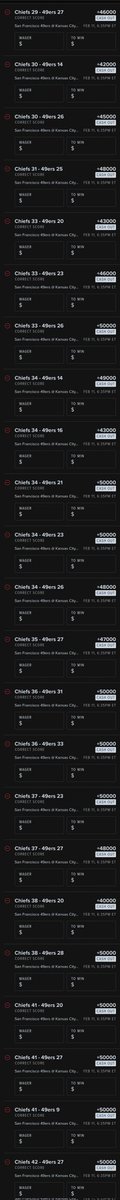 TPJ187's tweet photo. 98 #SuperBowl +40000 or📈 correct #ExactScore options
Are these mispriced ignoring potential missed PAT, safety, or 2PT conversion?
Could the indoor game be higher scoring than expected after playoffs outdoors so far? 🤷♂️
Any diamonds in the rough buried in this list? 💎 https://t.co/CM2CH7a0KV
