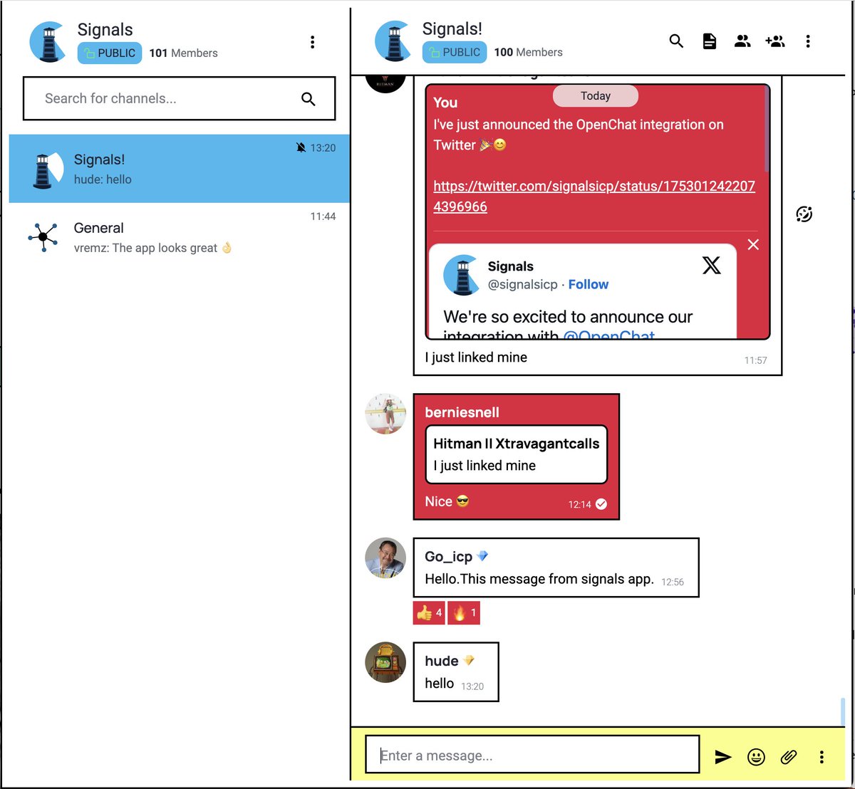 We just can't get over how cute our <a href="/OpenChat/">OpenChat ∞</a> theme is 😍

Make sure you join us over on our app signalsicp.com

and join our OC community chat too oc.app/community/e6b2…

✉️✉️✉️