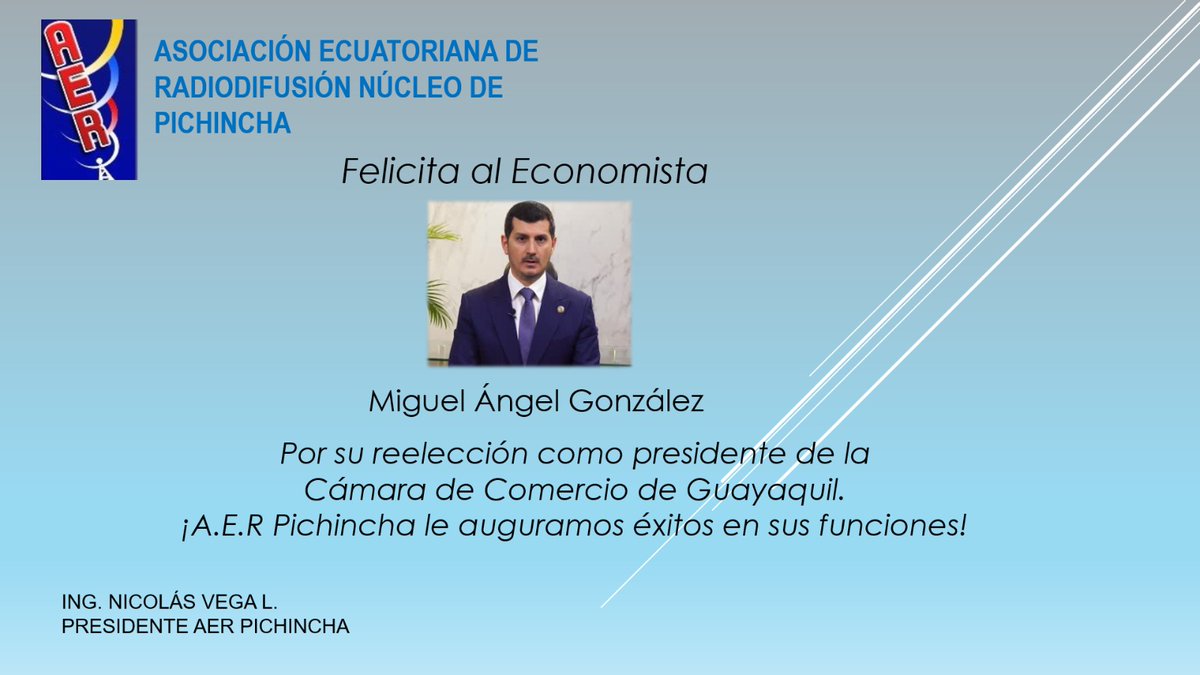 AerPichincha's tweet photo. Felicitamos al economista Miguel Ángel González. https://t.co/RZQGYohCWo