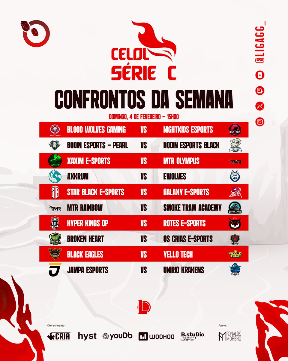 @bodinesports <a href="/MTRGamingBR/">MTR Gaming 🌈🎮</a> <a href="/NightKidsNK/">Nightkids Esports - We are the Night</a> <a href="/axkrum_gg/">AXKRUM</a> @teamgalaxyBR <a href="/XaximESports/">Xaxim esports</a> <a href="/Ewolvesgg/">ewolvesgg</a> <a href="/RotesESports/">Rotes E-Sports</a> <a href="/STBeSports1/">Star Black eSports</a> <a href="/smoketram/">Smoke Tram</a> DOMINGO tem mais jogos quentes vindo ai🔥

BloodWolves Gaming 🆚 <a href="/NightKidsNK/">Nightkids Esports - We are the Night</a> 

@bodinesports (Peal) 🆚 @bodinesports (Black) 

<a href="/XaximESports/">Xaxim esports</a> 🆚 <a href="/MTRGamingBR/">MTR Gaming 🌈🎮</a> 

<a href="/axkrum_gg/">AXKRUM</a>  🆚 <a href="/Ewolvesgg/">ewolvesgg</a> 

<a href="/STBeSports1/">Star Black eSports</a> 🆚 @teamgalaxyBR 

<a href="/MTRGamingBR/">MTR Gaming 🌈🎮</a> 🆚 <a href="/smoketram/">Smoke Tram</a> 

<a href="/HyperKingsOFC/">Hyper Kings E-sports</a> 🆚 <a href="/RotesESports/">Rotes E-Sports</a>