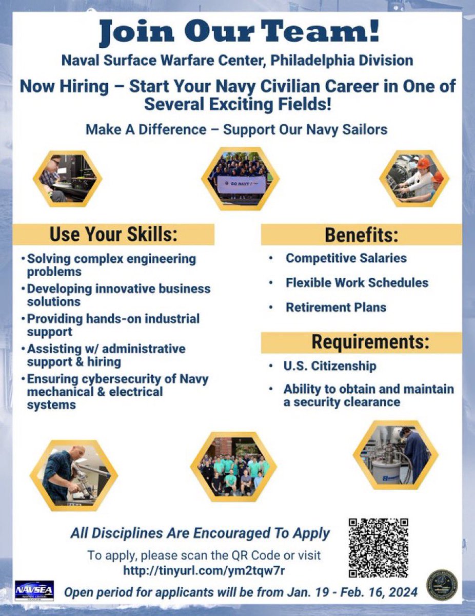 Team Philly needs YOU! 
2 more weeks to apply! #PhillyJobs #NavyYardPhilly #DiscoverTheYard #NavyCivilianCareers