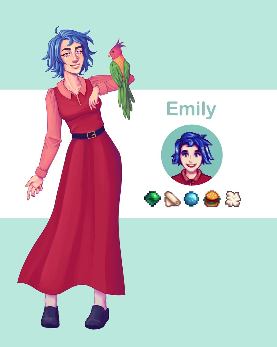 lyn_charo's tweet photo. Drawing every Stardew Valley character day 3: Emily 🦜 https://t.co/m91eImkYUF