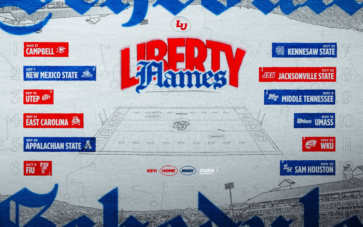 THE 2024 LIBERTY FLAMES FOOTBALL SCHEDULE 📅