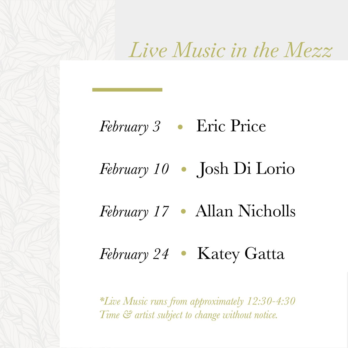 Tawse_Winery's tweet photo. February at Tawse

● Live Music will be running in our Mezzanine this winter!

(*live music will run every Saturday from approx. 12:30-4:30. Time and artists subject to change without notice) https://t.co/aFLVZYDCPa