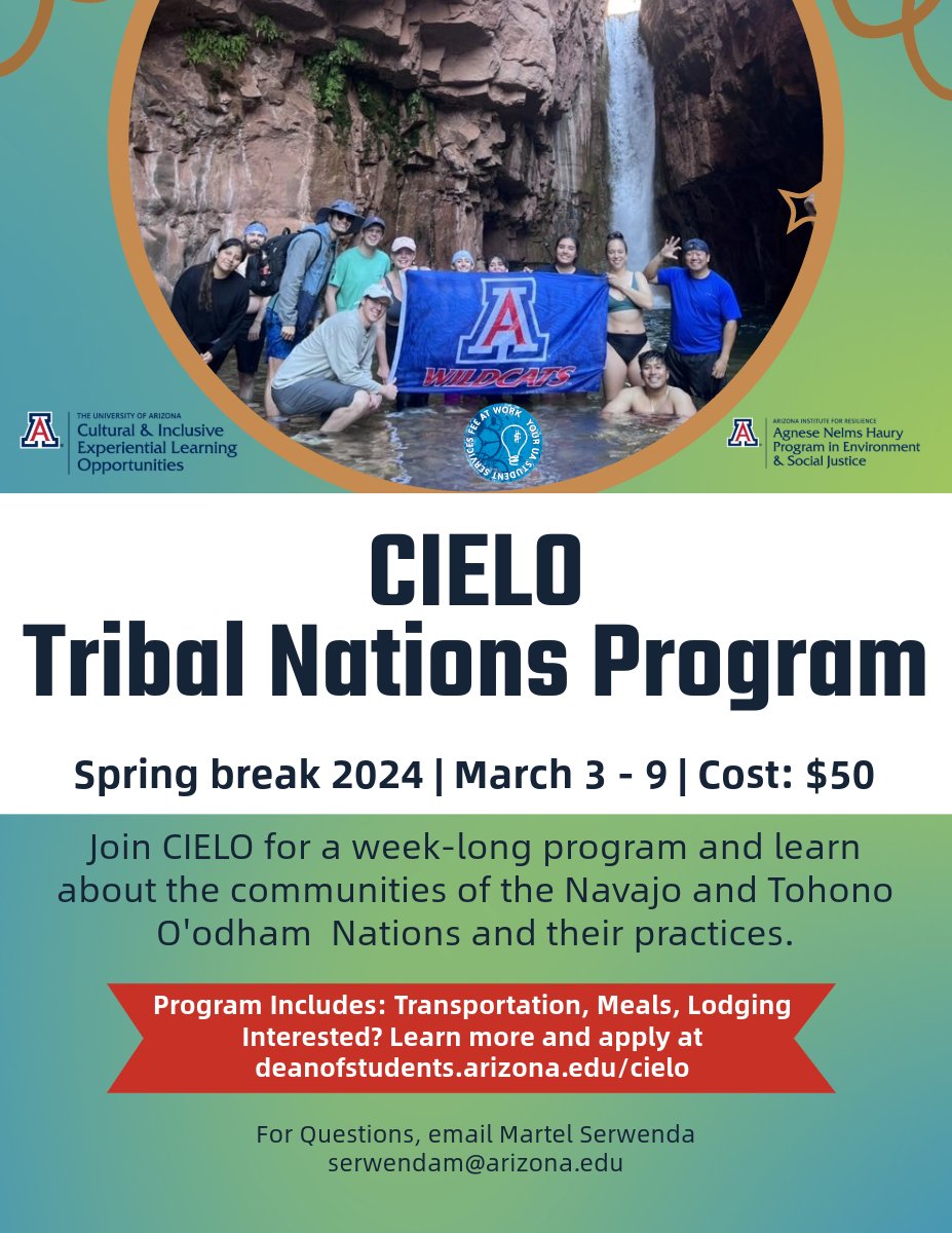 hauryprogram's tweet photo. UA CIELO Tribal Nations program is now accepting applications!

Want to see some glimpses from last year's program? Check out this cool video: https://t.co/Rn4t3TOVH1 

We hope to see you there!

#hauryprogram #cielo #hauryawardee https://t.co/0ePTYX73AT