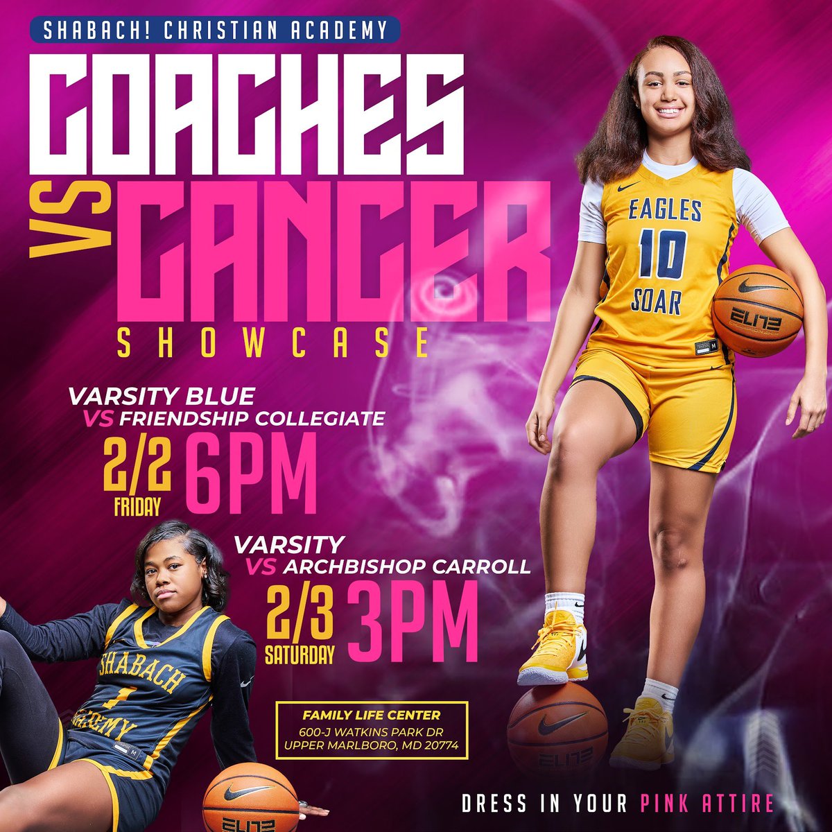 Playing for an even greater purpose, we are honored to present COACHES VS. CANCER, a game designed to support change. Come out to cheer us on and most importantly, support Cancer awareness and research. Please share. We’ll see you there. - @shabachgirlsbb @SHABACHEducates