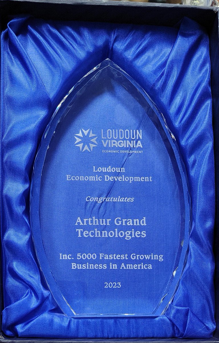 ArthurGrandInc's tweet photo. Arthur Grand Technologies Honored by Loudoun Economic Development County for @INC 5000 Recognition

#INC5000 #FastestGrowing #BusinessExcellence #AwardWinning #LoudounCounty #ArthurGrandTechnologies #MilestoneAchievement #Gratitude #Innovation #TeamSuccess https://t.co/4Zor3hdA40