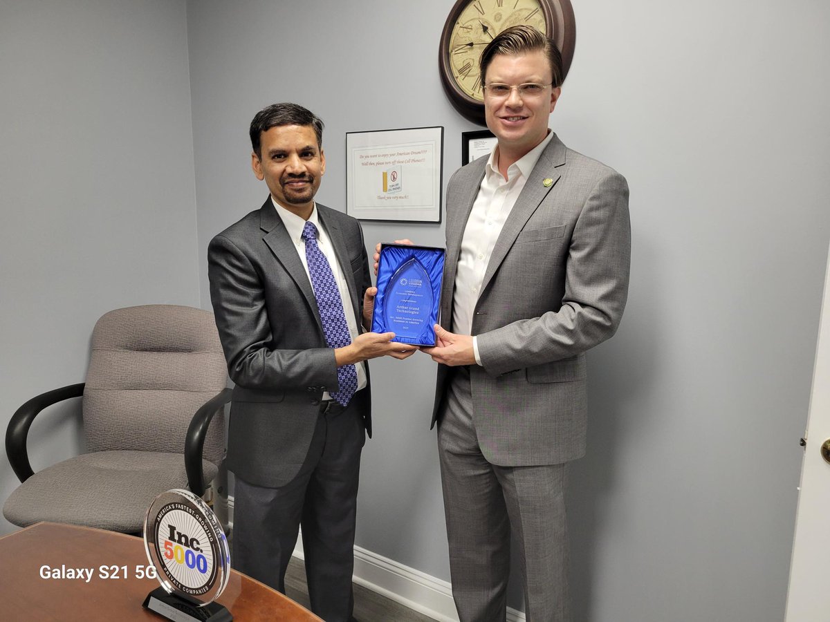ArthurGrandInc's tweet photo. Arthur Grand Technologies Honored by Loudoun Economic Development County for @INC 5000 Recognition

#INC5000 #FastestGrowing #BusinessExcellence #AwardWinning #LoudounCounty #ArthurGrandTechnologies #MilestoneAchievement #Gratitude #Innovation #TeamSuccess https://t.co/4Zor3hdA40