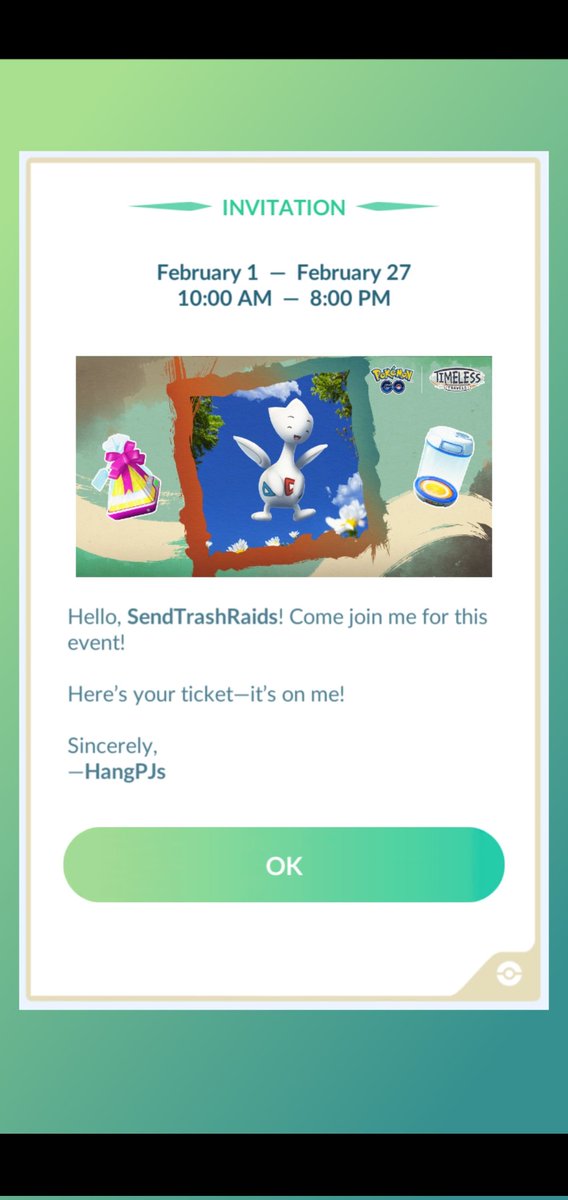 Thank you <a href="/HangPJs/">Justin</a> 🥰🥳 for some reason the image shows togetic 🤣