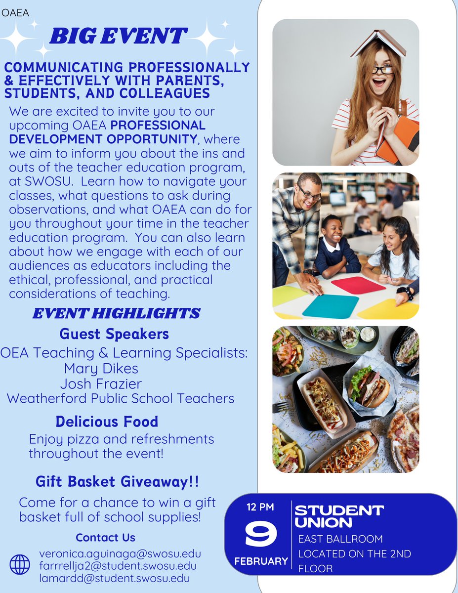 swosusoea's tweet photo. We are so excited to announce our first professional development for 2024! We will be providing free food, a door prize and lots of great information. We would love to see everyone there! https://t.co/61S3B25X88