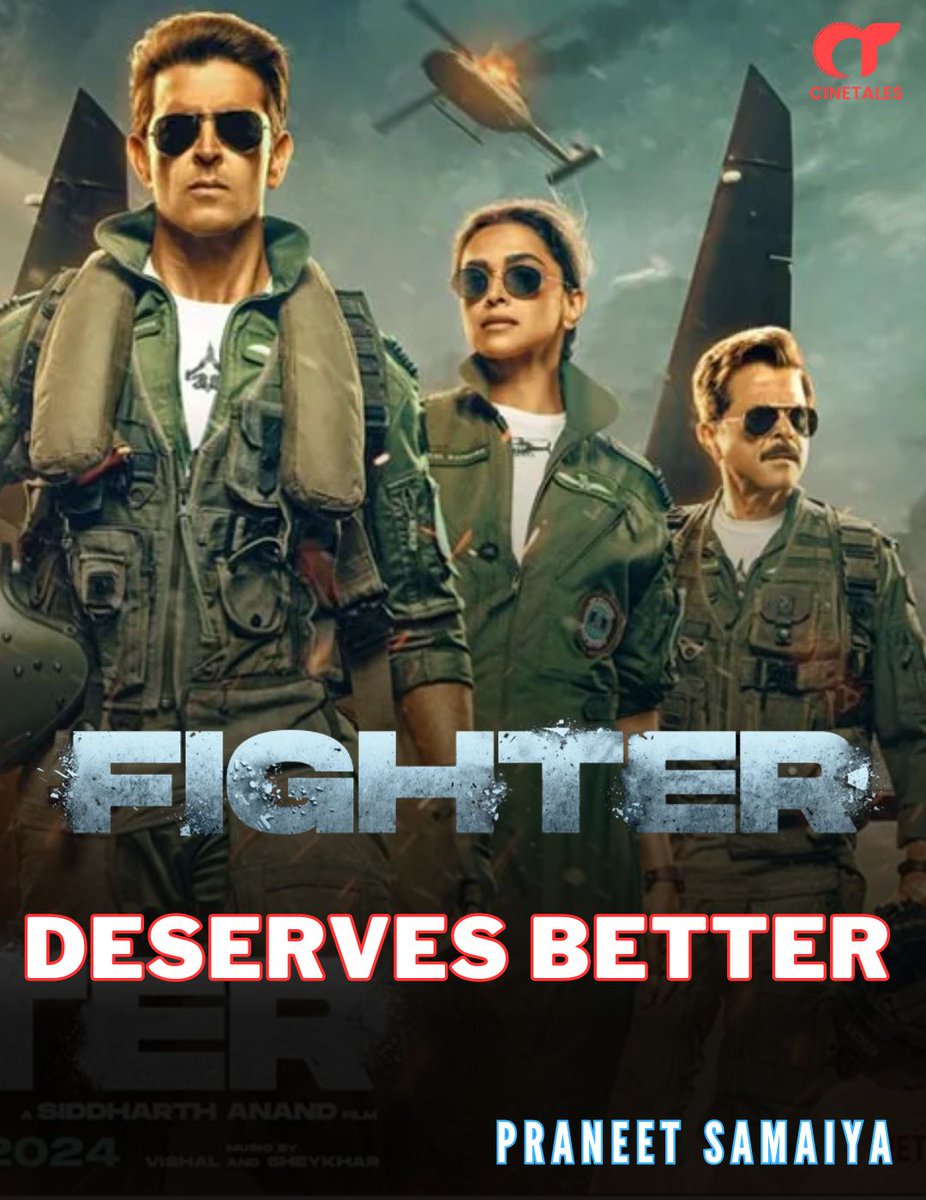 Fighter Deserves Better at #BoxOffice !!!

#Fighter is a BRILLIANT film from @justSidanand, & Excellent performances from entire cast #HrithikRoshan, #DeepikaPadukone, #AnilKapoor, #KaranSinghGrover, #AkshayOberoi, #RishabhSawhney, & #SanjeedaSheikh. 

Today, people have not