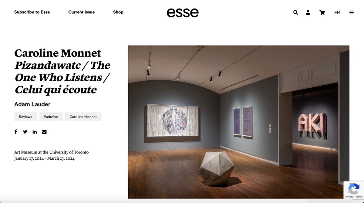 Adam Lauder (@adam_m_lauder) on Twitter photo happy to share my review for <a href="/revue_esse/">Esse arts + opinions</a> of Caroline Monnet: Pizandawatc / The One Who Listens / Celui qui écoute <a href="/artmuseumuoft/">Art Museum at the University of Toronto</a> ; register to read it online at the link below :
esse.ca/en/reviews/car…
<a href="/cocomonnet/">Caroline Monnet</a> #esse #pizandawatc happy to share my review for <a href="/revue_esse/">Esse arts + opinions</a> of Caroline Monnet: Pizandawatc / The One Who Listens / Celui qui écoute <a href="/artmuseumuoft/">Art Museum at the University of Toronto</a> ; register to read it online at the link below :
esse.ca/en/reviews/car…
<a href="/cocomonnet/">Caroline Monnet</a> #esse #pizandawatc
