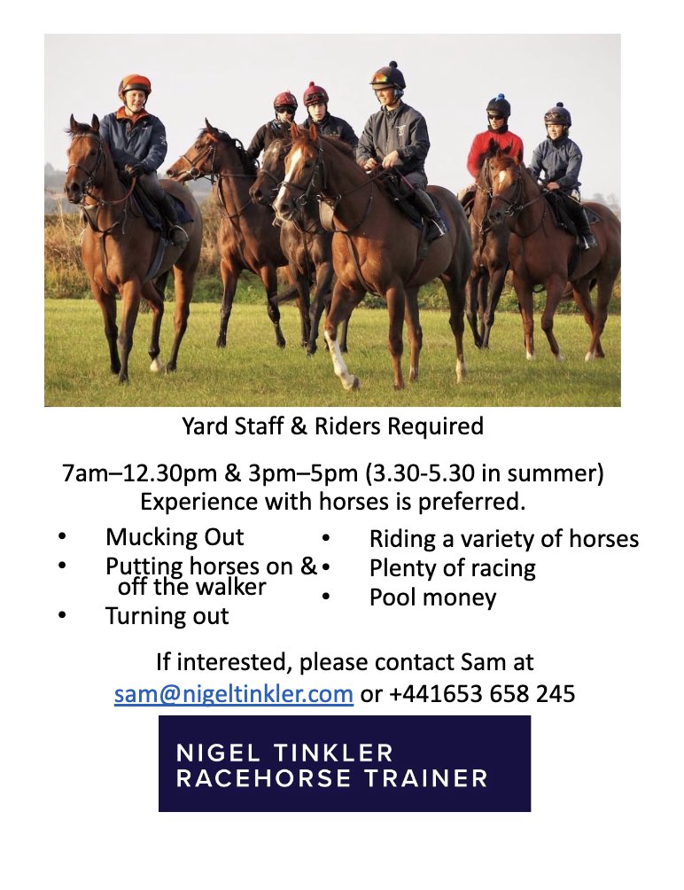 Looking for staff to join our small, friendly team in Malton. If you’re interested in joining #teamtinkler please contact us via the details below: