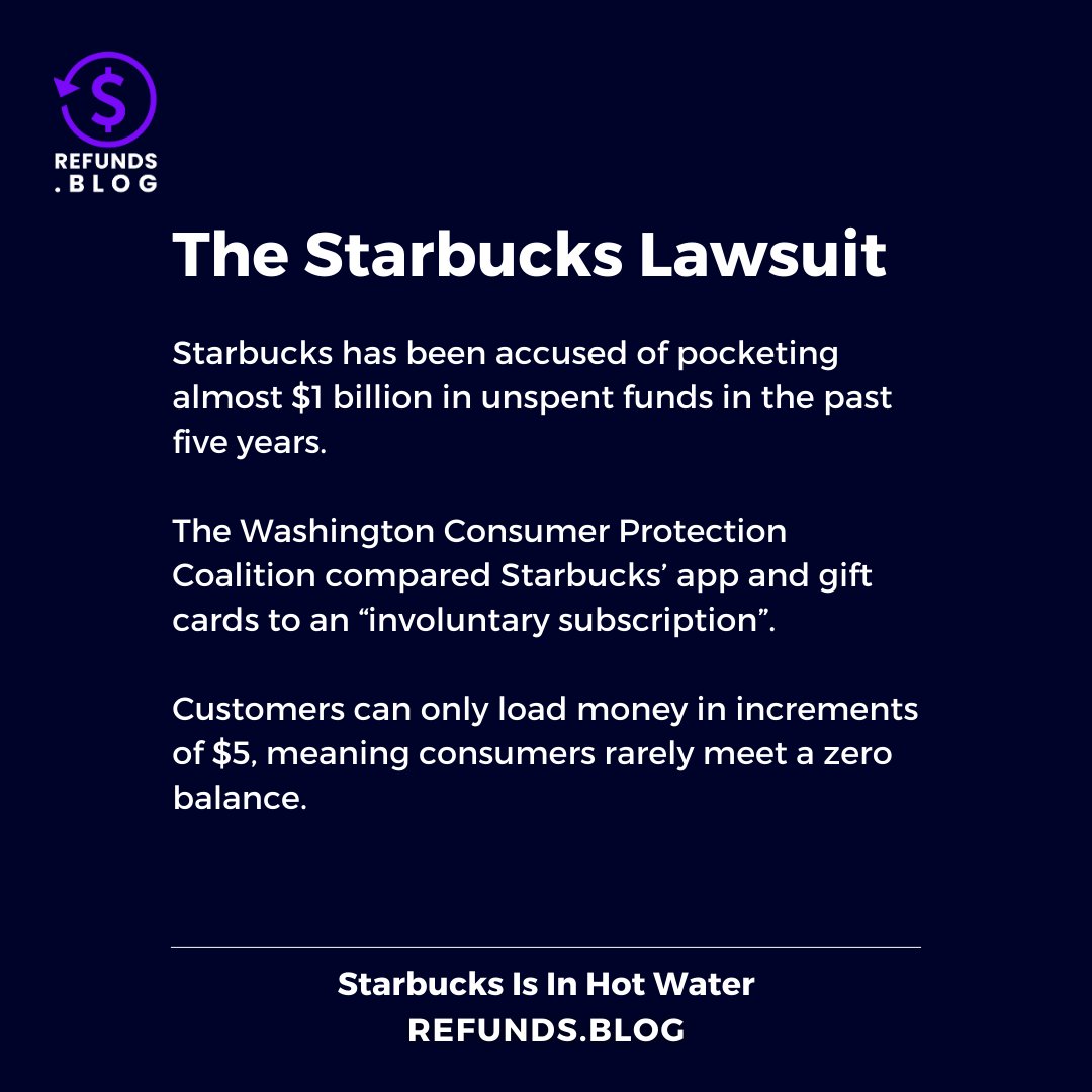 RefundBlog's tweet image. A lot of companies have been in the news lately for refund criticism... and this time it&apos;s Starbucks. If you&apos;re a member of their gift card or loyalty programs, you know your balance is never zero. That sparked a lawsuit. Read more at hubs.la/Q02g3YK00!