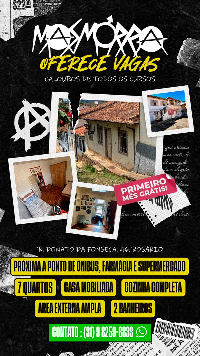 _emersonleaoo's tweet photo. Parabéns pela aprovação caloure. Bem vindo a UFOP. AINDA NAO SABE ONDE MORAR ?A república Masmorra está com vagas e com PRIMEIRO MÊS GRÁTIS. Não aceitamos nenhum tipo de descriminação. Se interessou pela vaga, venha conhecer um pouco mais. #ufop #vagasouropreto #Sisu2024 #sisu https://t.co/uP0PFIsx5T