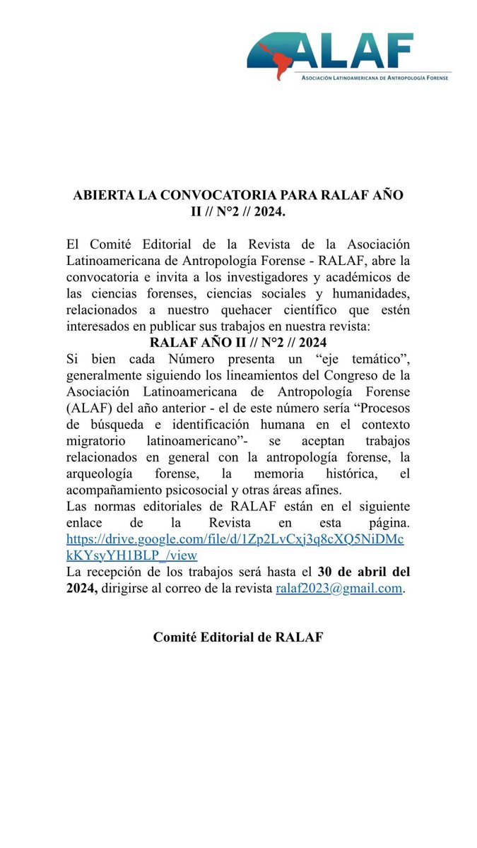 Abierta la convocatoria para recibir trabajos en nuestra revista!