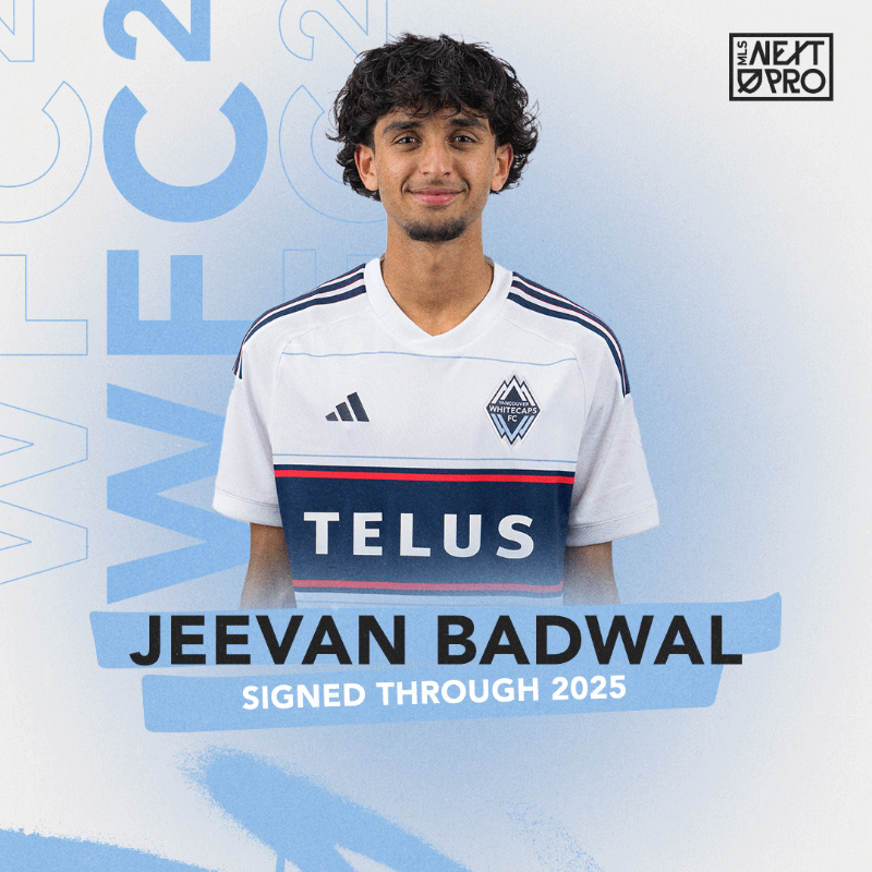 wfc2's tweet photo. Homegrown talent steps up to the big leagues 📈

17-year-old Jeevan Badwal, a product of our Whitecaps FC @BMO Academy, signs a professional contract with #WFC2 through 2025 ✍️

#VWFC | @WFCAcademy