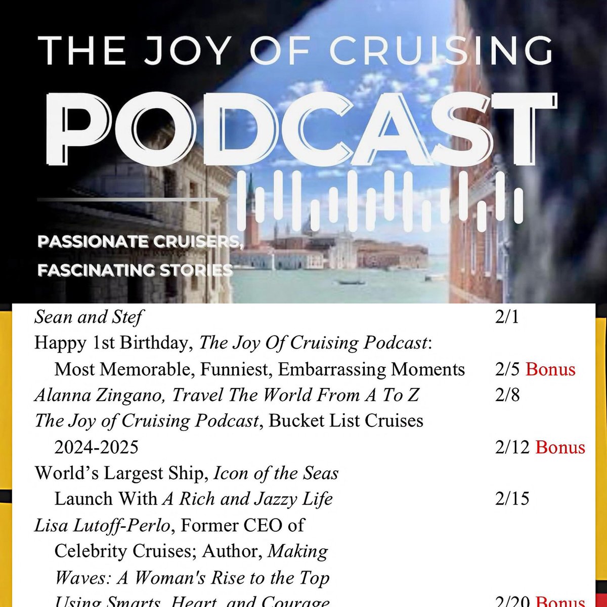 joyofcruising's tweet image. #SeanandStef on #TheJoyOfCruisingPodcast‼️An amazing story and I am so grateful I get to chat with Stef! Listen: buzzsprout.com/2113608/141772…