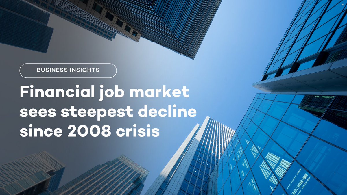 FDMGroup's tweet photo. The City's #financial job market has seen the sharpest decline since the 2008 crisis, with a 15% drop in job seekers. In 2023, major #banks globally cut over 60,000 jobs, the most significant cut since 2008, driven by post-pandemic over-hiring. https://t.co/uS34r3nTyQ #HRreview https://t.co/Dwkj5hMw11