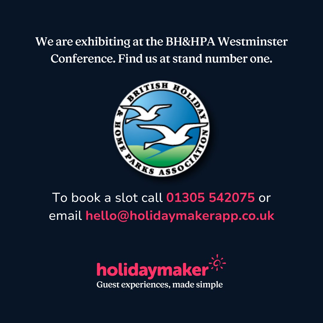Holidaymaker (@holidaymakerapp) on Twitter photo We are looking forward to seeing many of you next week at the <a href="/BHHPA/">BH&HPA</a> Conference.
Come and say hello to our trio of Daves! You will find us at stand number one.
Drop on by, or arrange a time 01305 542075  hello@holidaymakerapp.co.uk
#bhhpa #2024Conference #HolidayParks We are looking forward to seeing many of you next week at the <a href="/BHHPA/">BH&HPA</a> Conference.
Come and say hello to our trio of Daves! You will find us at stand number one.
Drop on by, or arrange a time 01305 542075  hello@holidaymakerapp.co.uk
#bhhpa #2024Conference #HolidayParks