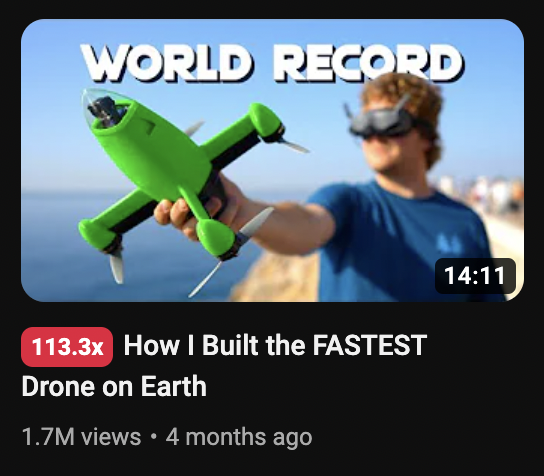 YoutubeOutliers's tweet photo. "I Built the Fastest 'X' in the World"

Seems to be a pattern with building the fastest of a small or weird machine. https://t.co/08mq4WON5q