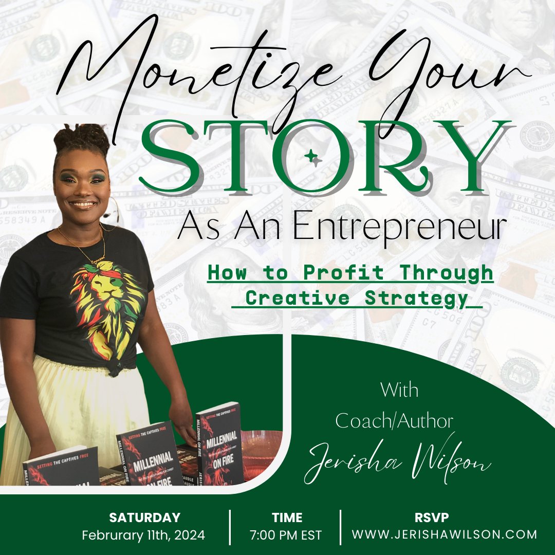 Come discover proven strategies, expert insights, and actionable tips from Coach/author Jerisha Wilson. 

 Don't miss out – Reserve your spot now.
jerishawilson.com/event-details/…

#MonetizeYourStory #EntrepreneurLife #CoachJerisha #EntrepreneurialSuccess #WebinarWisdom