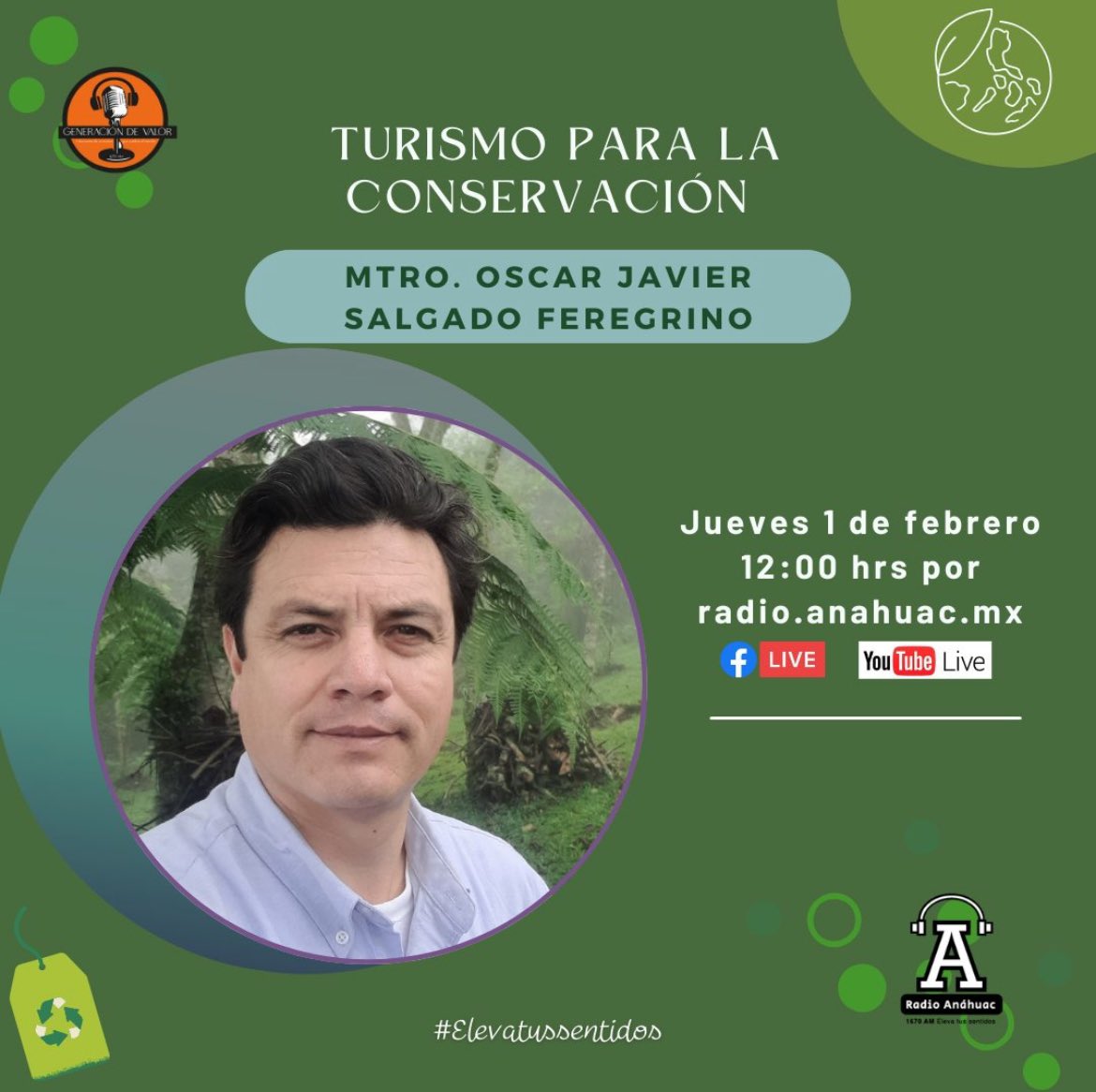 ¡Escúchanos!
RADIO ANAHUAC 📻🎧🎙 ELEVA TUS SENTIDOS
📻1670 AM 💻anahuac.mx/mexico/radio/ 
Día: Jueves 01 de febrero, 2024⏰ 12:00 hrs
Invitado: Mtro. Oscar Salgado,  Ingeniero en Agroecología
🔵#Facebook  bit.ly/3Ri6Rnj
🔴#YouTube  bit.ly/3yRSXBh