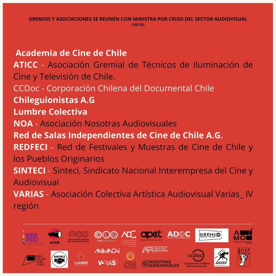 Acorch's tweet photo. 10.⁠ ⁠APCT @apctchile
11.⁠ ⁠RED DE SALAS @redsalascl
12.⁠ ⁠CCDoc @ccdocumental
13.⁠ ⁠⁠VARIAS @audiovisual_varias
14.⁠ ⁠SINTECI @sintecichile
15.⁠ ⁠REDFECI @redfeci
16.⁠ ⁠AMO @alianzademontajistaschile
17.⁠ ⁠ACORCH @cortometrajeschile https://t.co/hvBc3PW7Gs