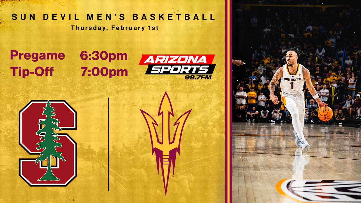 Join @TimHealeyASU and @K_dodd3 as @SunDevilHoops returns to Desert Financial Arena for the first of two against the bay area schools. #ForksUp #O2V