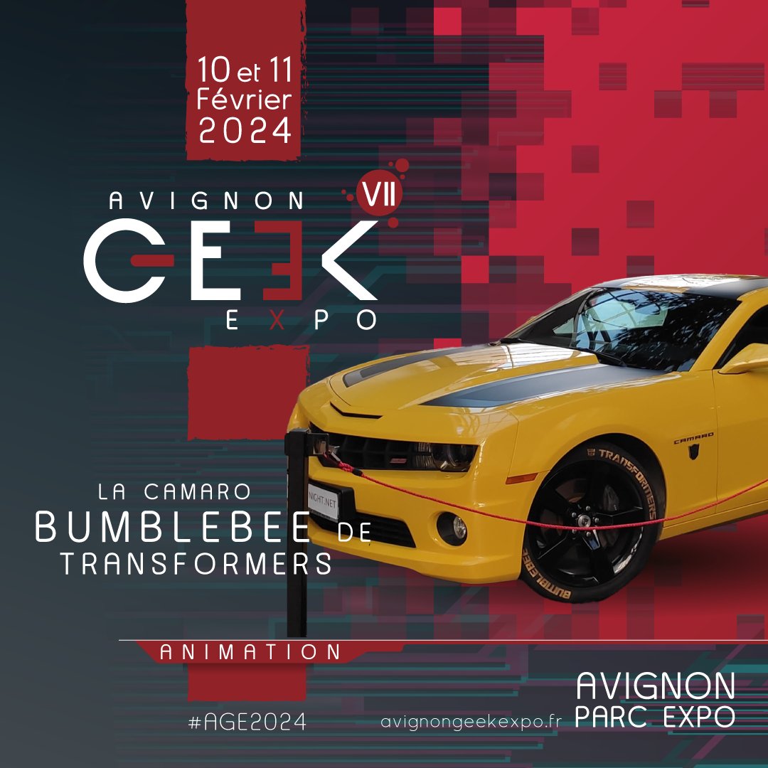 La version Chevrolet Camaro de Bumblebee décollera de Cybertron pour atterrir à notre 7eme édition les 10 et 11 février.

Notre billetterie ➡️
avignongeekexpo.fr/billetterie/

#Bumblebee #transformers #camaro #chevroletcamaro  #cybertron #avignongeekexpo #geekexpo #age2024