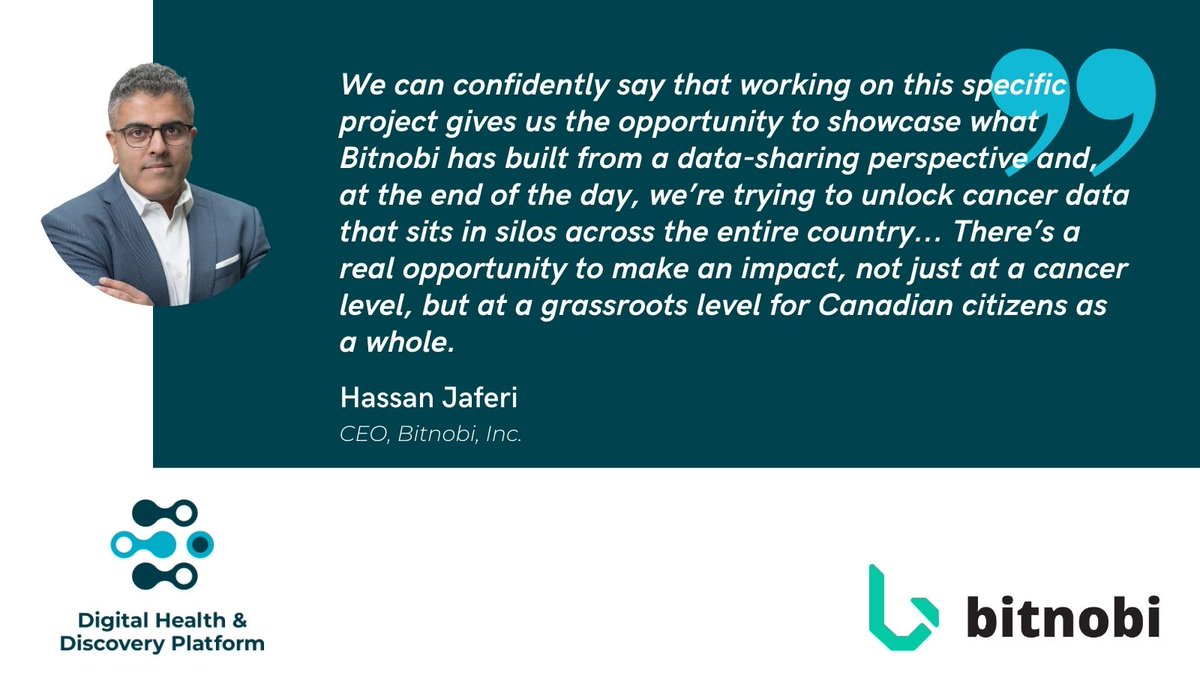 #DHDP has new technical partners who bring leading-edge capabilities for secure data sharing and expertise in building and integrating federated networks for AI-based inquisition.

Read more about <a href="/bitnobi/">Bitnobi, Inc.</a> here - dhdp.ca/about/technica…

#datascience #precisionmedicine