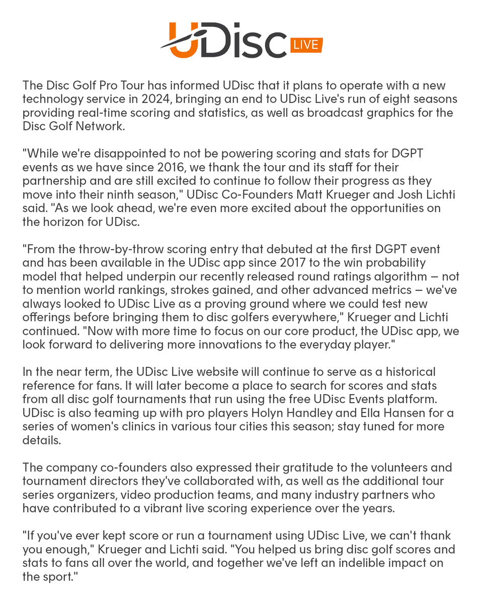 UDisc Live tweet media