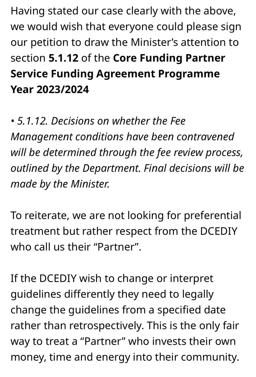 chng.it/rsfP2LVgfr ✍️ 

Stop treating a female led sector in this way. These are some of the main points in our petition looking for the discrimination to stop. Legal advice is very clear yet we’re being ignored.   <a href="/MurphyDunne/">Elaine Dunne Federation Early Childhood Providers</a> <a href="/SenatorKeogan/">Senator Sharon Keogan</a> <a href="/emer_currie1/">Emer Currie inactive account</a> <a href="/HollyCairnsTD/">Holly Cairns TD</a>