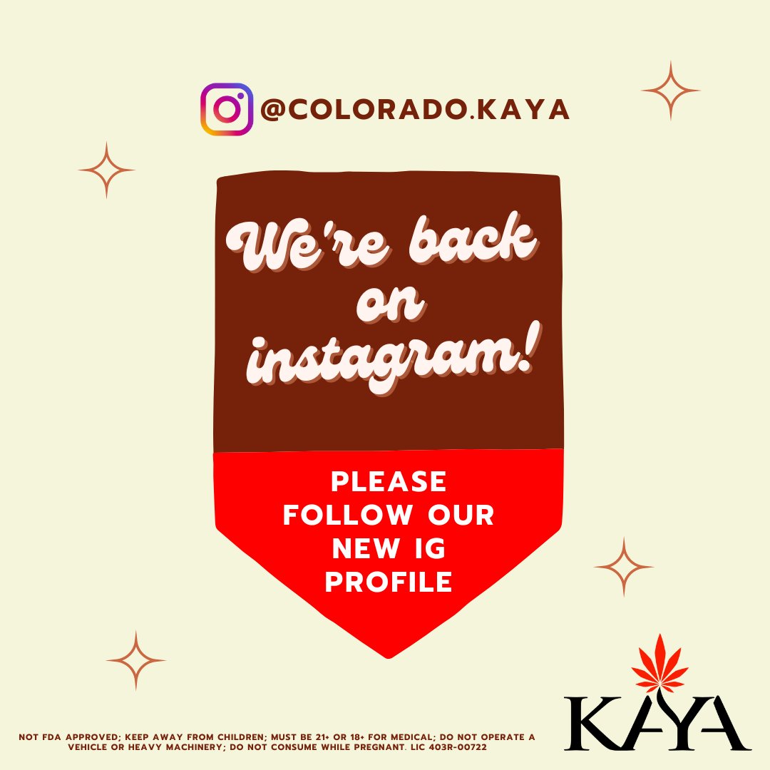 Kayacannabisco's tweet photo. Come start fresh with us, give us a follow on our new instagram profile colorado.kaya and stay tuned for an inside look at our grows, some fun education, and more. Anything specific you want to see? Drop it in the replies below 👇

https://t.co/cfq8cq3KBy https://t.co/MmoNjXA51h