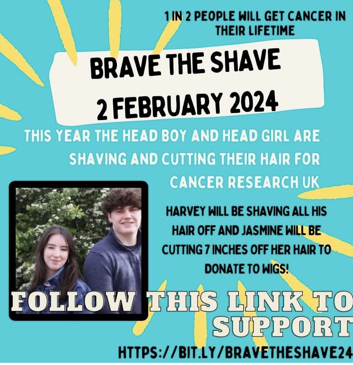 Midhurst Rother College Sixth Form (@mrcsixthform) on Twitter photo Can you help Harvey and Jasmine reach their target, they have raised £625 so far of their £750 for <a href="/CR_UK/">Cancer Research UK</a> …just one final push before the big shave 🪒 tomorrow. Thank you.
justgiving.com/page/harvey-da… Can you help Harvey and Jasmine reach their target, they have raised £625 so far of their £750 for <a href="/CR_UK/">Cancer Research UK</a> …just one final push before the big shave 🪒 tomorrow. Thank you.
justgiving.com/page/harvey-da…