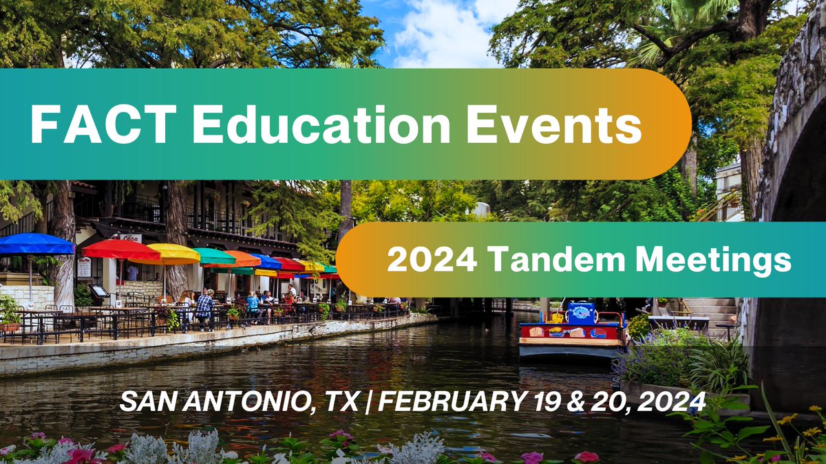 Ready to level up? 🚀 Register now for #FACT #Education Events in conjunction with the 2024 Tandem Meetings! Achieve your #accreditation or #quality goals this year by attending a #workshop or #bootcamp.🏆😀 #Tandem2024

Visit the Calendar of Events💻: loom.ly/yaGAR3w