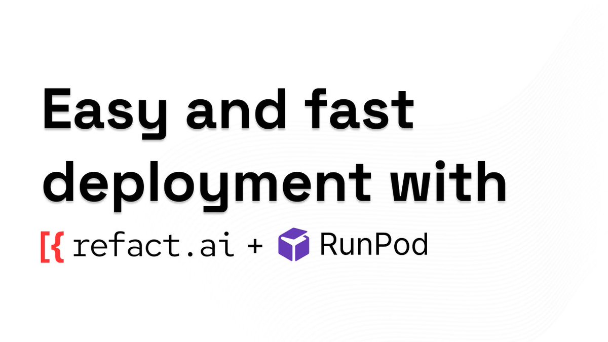 👨‍💻 Big news: Thanks to the Refact.ai + RunPod @runpod_io joint effort, deploy a self-hosted AI coding assistant with a few clicks!

RunPod is a GPU cloud service for AI products that allows you to easily launch your own instances.

🧵 See it in action: Thread