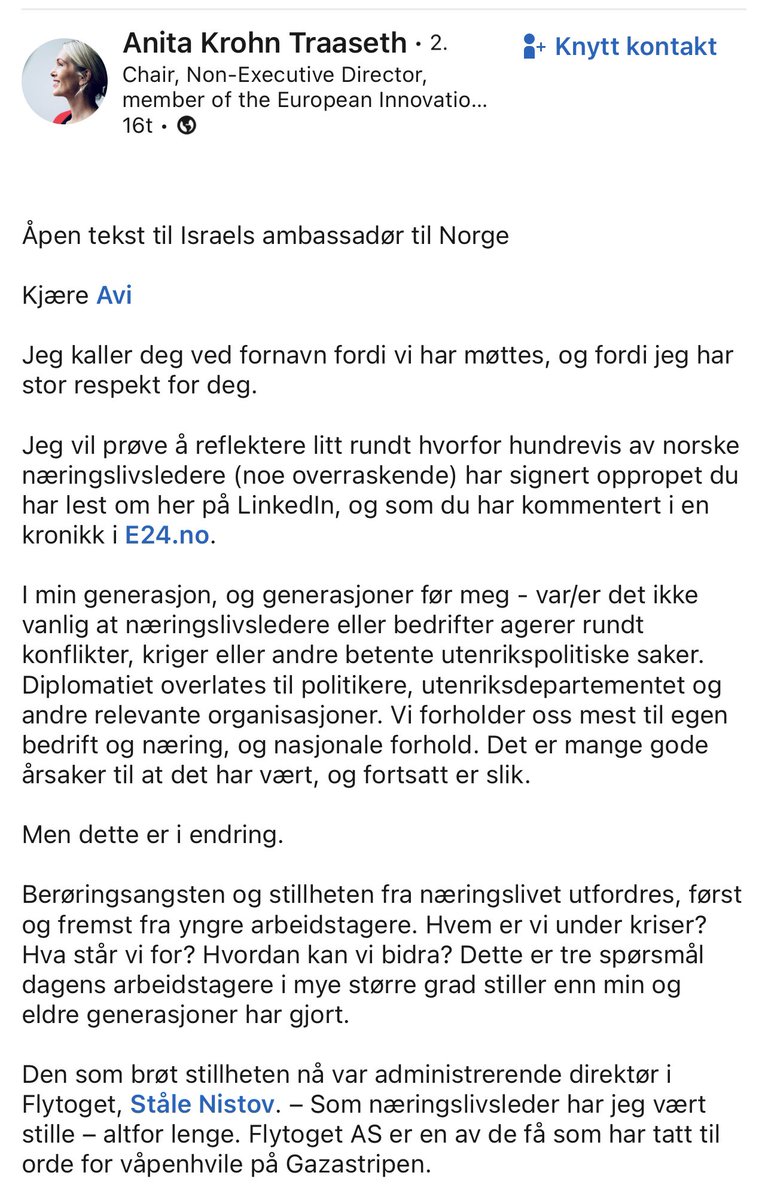 Det finnes de som leder næringsliv og det finnes de som driver aktivisme  for fred i Midtøsten. Som regel er det to grupper med lite overlapp Men, så  finnes det også de, image size:768x1200