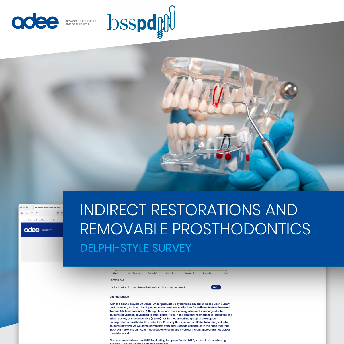 Join the dental education revolution with BSSPD! Shape a global curriculum for Indirect Restorations and Removable Prosthodontics. Share insights in our survey: adee.org/indirect-resto…. #adee #ElevateDentalEd #BSSPDRevolution #GlobalDentalInsights #Prosthodontics #Proscurriculum