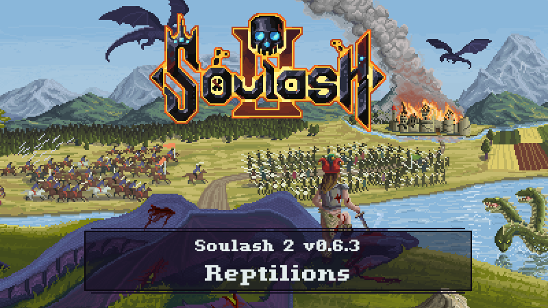 Soulash 2 v0.6.3 "Reptilions" is now available.

Introducing 6th civilization into the game with a new playable race, taking over the swamps of the procedural worlds of Soulash 2.

See the full changelog below:
store.steampowered.com/news/app/23991…