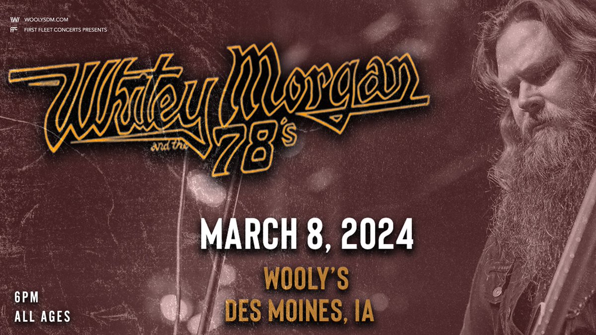 That's right! ⚡️ Tickets are officially on sale now for @WhiteyMorgan and the 78's return to Wooly's on Friday, March 8th! 🎫 axs.com/events/528608/