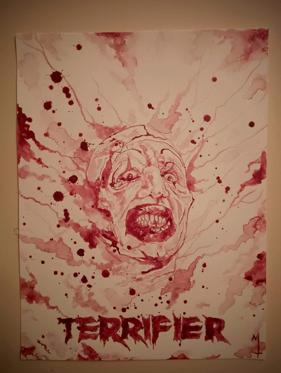 'Terrifier' by Maxime Taccardi, painted with the artist's own blood🩸🤡 #terrifier #BloodArt #DamienLeone #Clown #HorrorArt #HorrorCommunity