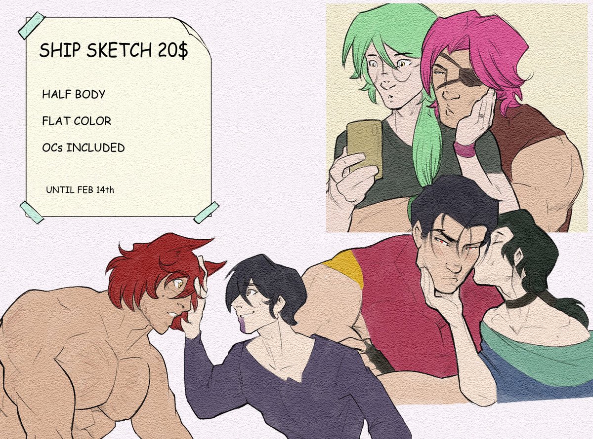 Valentine's Day is approaching and this means.. more ship sketches! I will be opening them from now until February 15th. See the pic and feel free to DM me for details!