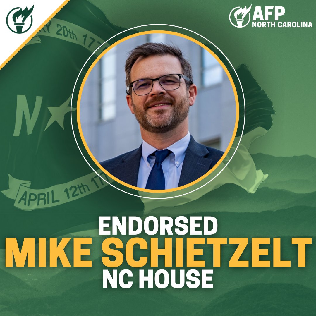 Excited to announce our endorsement of Mike Schietzelt for State House District 35! @mikefor35 is a husband, father, and veteran who is committed to cutting taxes, expanding educational freedom, and shrinking the size of government. #ncpol