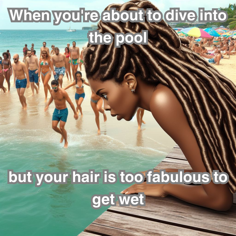 SwigStore's tweet photo. Dive into the pool without worrying about your fabulous hair! With Swig, your hair stays flawless even in the water. The water's fine, and your hair will be too! #SwigLife #WaterproofHair #SwimConfidence #BlackWomenRock #SwimChamp #BlackWomenRule #BlackWomenDoSwim https://t.co/rC9YyjFRms