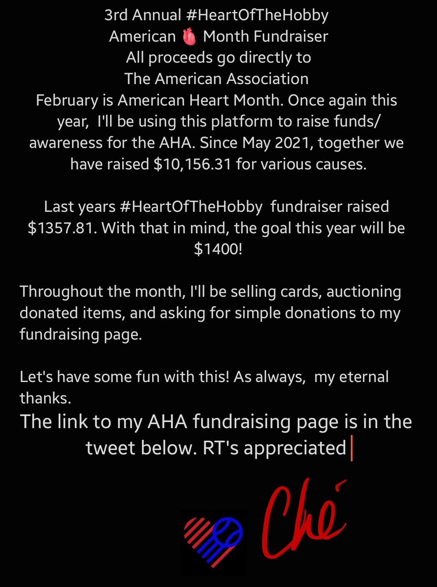 It's time for the 3rd Annual People > Cards #HeartOfTheHobby fundraiser for @American_Heart. I have set up a fundraising page directly through the AHA website (link below). Thank you for your support! raiseyourwayforaha.funraise.org/fundraiser/ens…