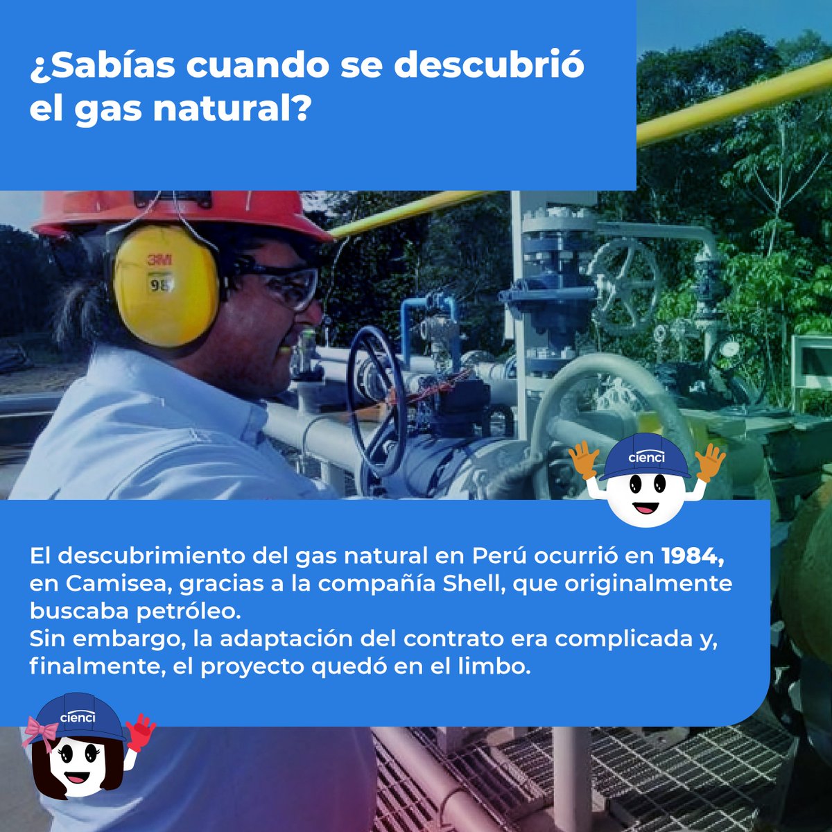 #datodeldía
¿Sabías cuando se descubrió el gas natural?
El descubrimiento del gas natural en Perú ocurrió en 1984, en Camisea.

Mantente informado con nosotros 🙌

#datodehoy #Informate #InstalacióndeGasNatural #perú2024