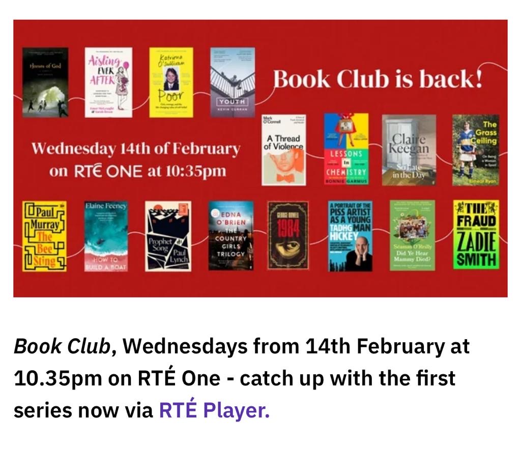 Save the date for series 2, Book Club, RTE 1, Wed, 14th February, 10.35pm. Check out the books being reviewed on the first show by our fabulous book clubs! rte.ie/culture/book-c…